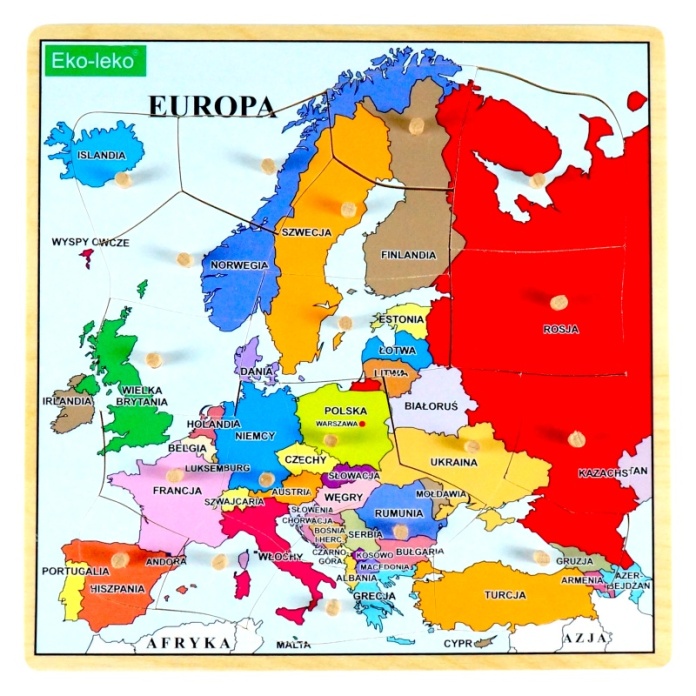 drewniana układanka mapa Europy dla seniora